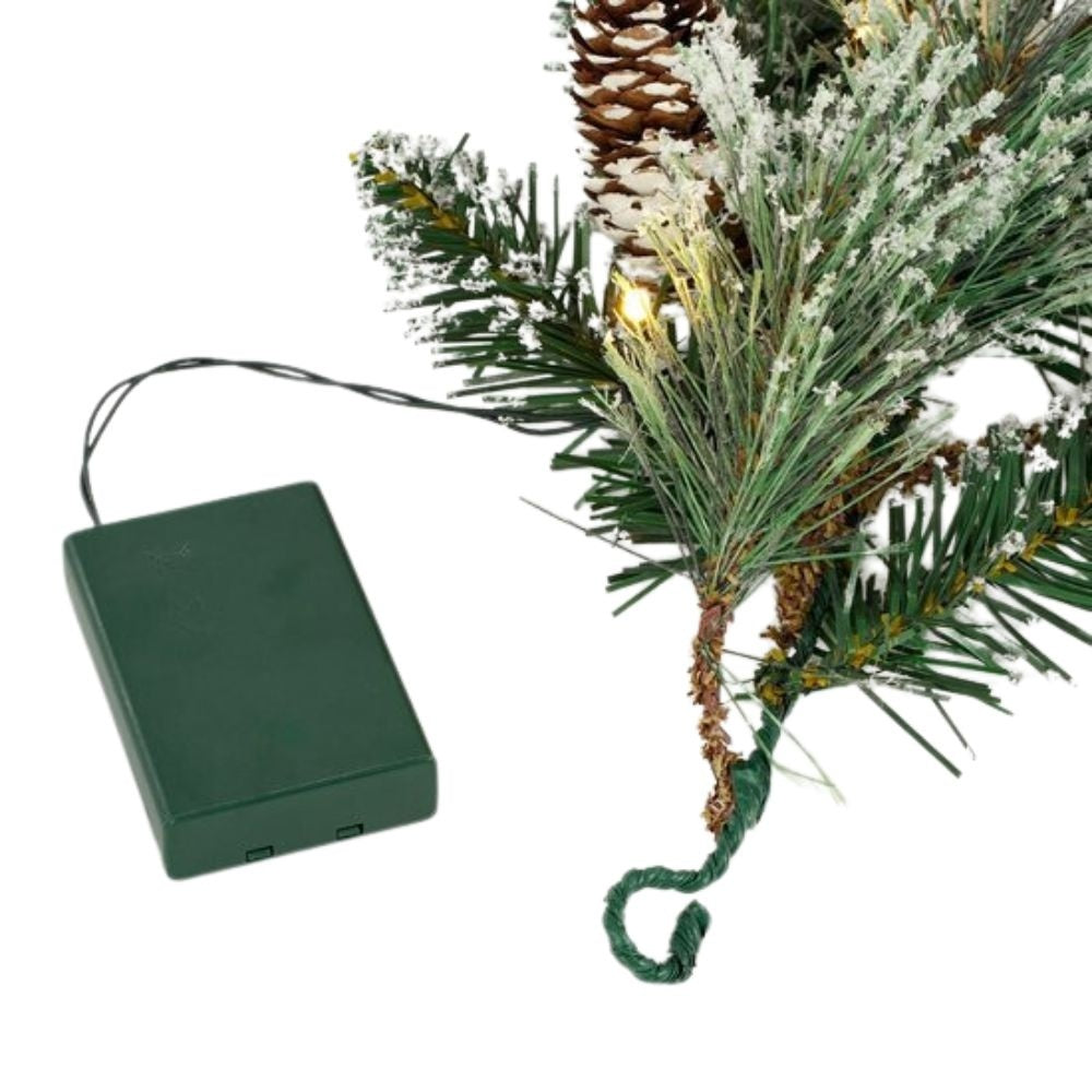 Vandans kerstguirlande | groen met LED lampjes & dennenappels | 270cm