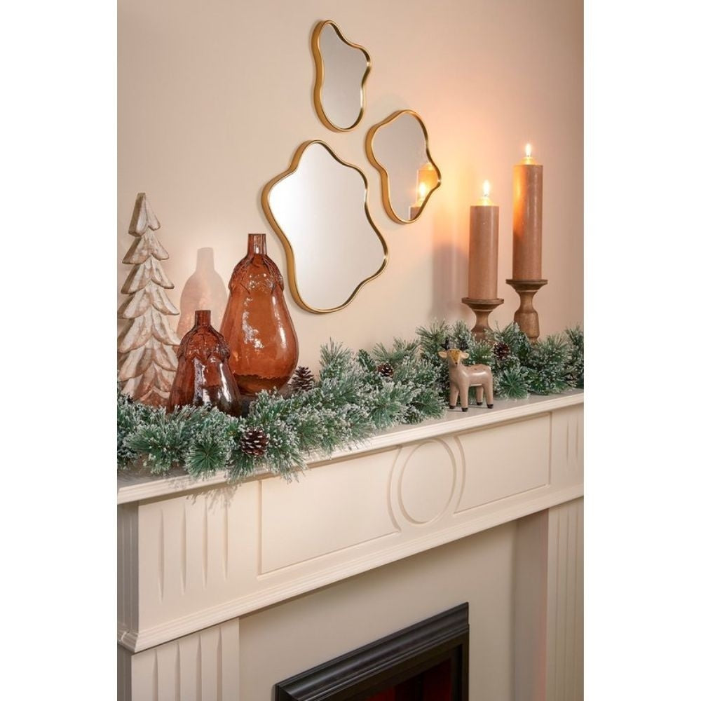 Vandans kerstguirlande set van 4 | groen met bevroren details & dennenappels | 180cm