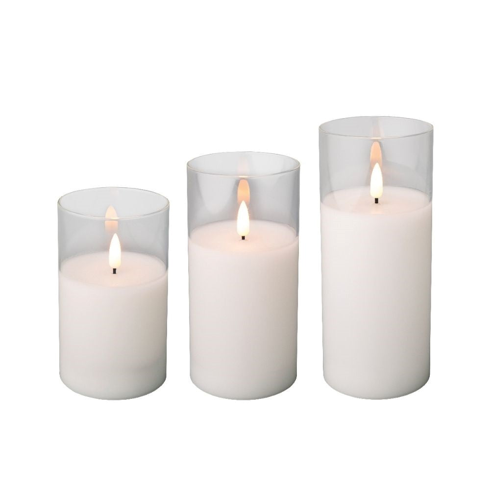 LED kaars | glas & wax | wit/warm wit | ø7,5x17,5 /15/12,5cm