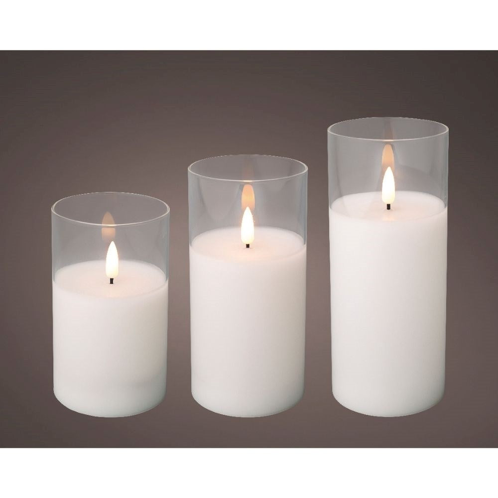 LED kaars | glas & wax | wit/warm wit | ø7,5x17,5 /15/12,5cm
