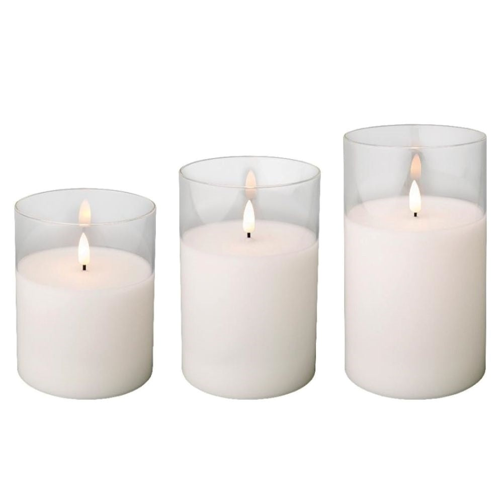 LED kaars | glas & wax | wit/warm wit | ø10x17,5/15/12,5cm