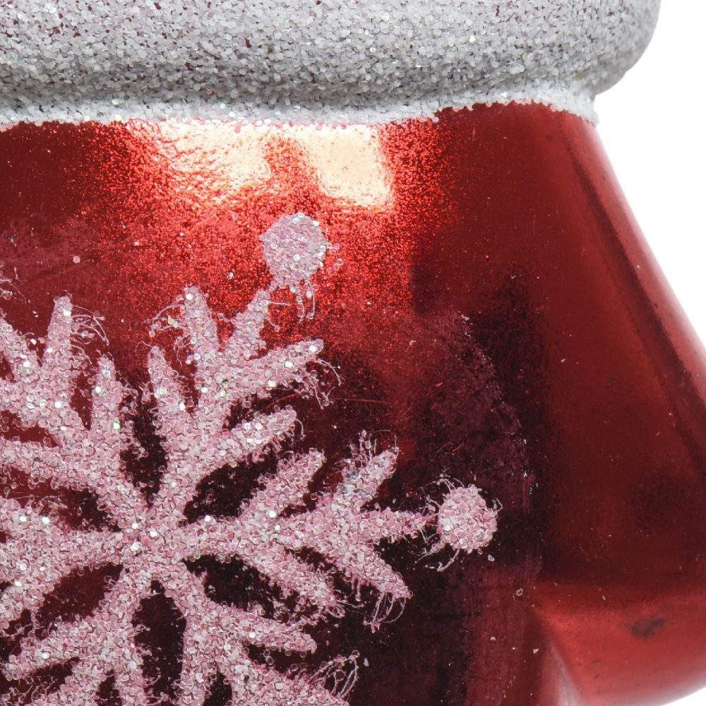 Kersthanger want met sneeuwvlok | onbreekbaar | rood/wit | set van 2 | 7cm