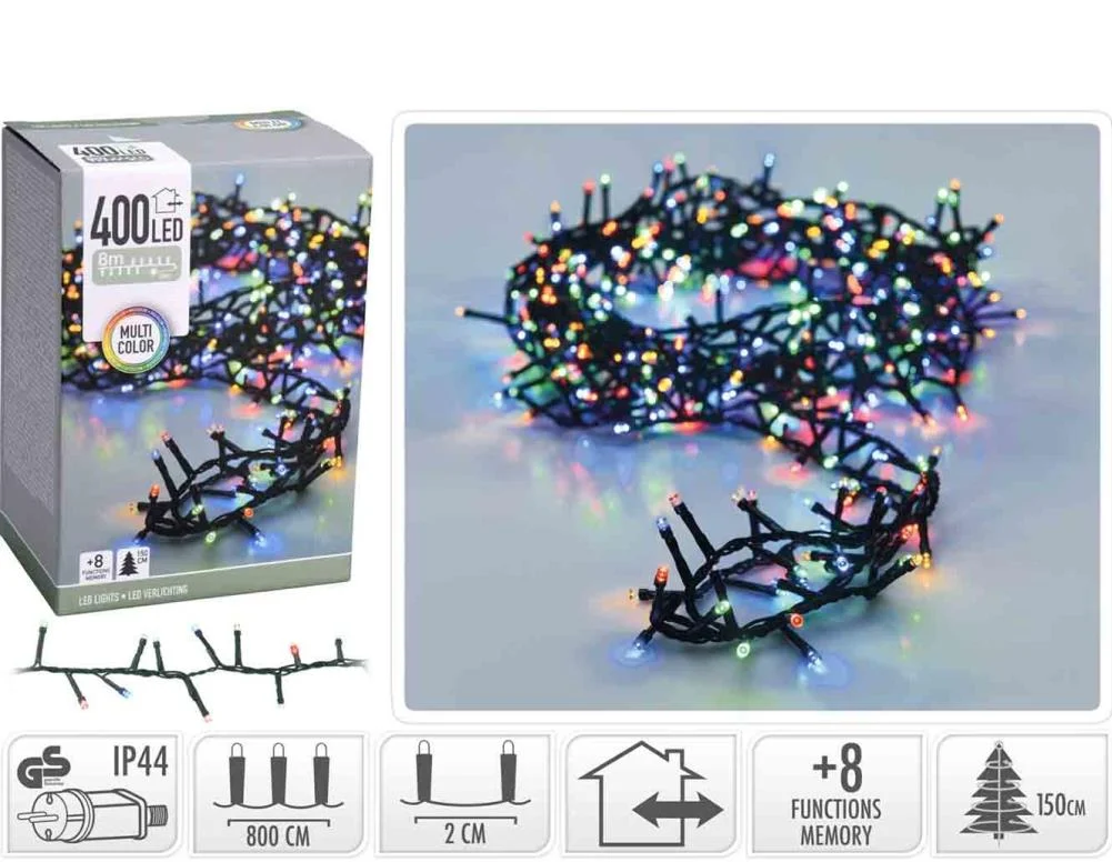 Kerstverlichting micro cluster | 400 LED lampjes | multicolor | 8 meter