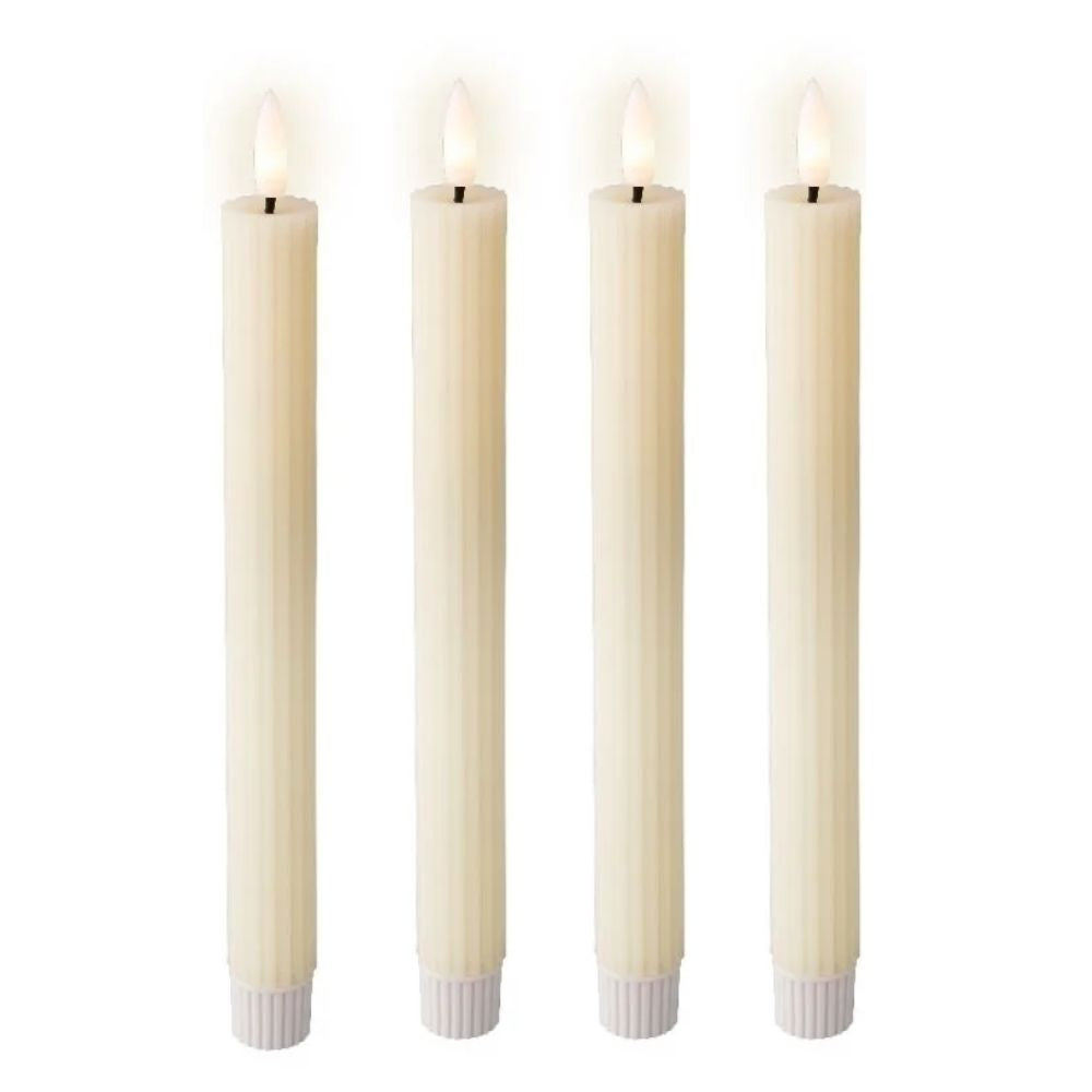 LED dinerkaars set van 4 | wax | crème met ribbel/warm wit | ø2,2x24,5cm