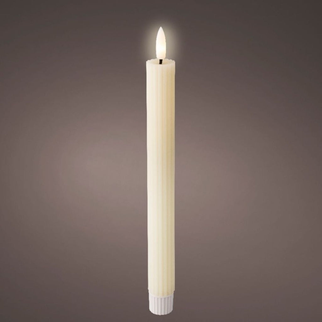 LED dinerkaars set van 4 | wax | crème met ribbel/warm wit | ø2,2x24,5cm