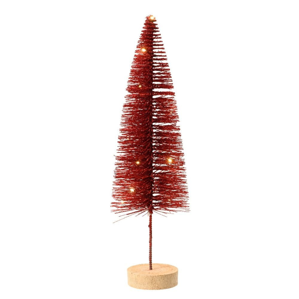 Mini kerstboom decoratief | rood | LED/warm wit | 40cm