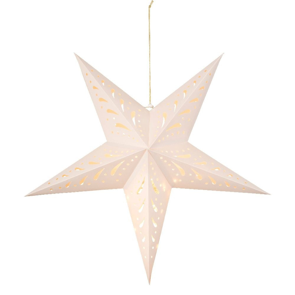 Ster kersthanger met lampjes | papier | wit met mandala | LED/warm wit | 60cm